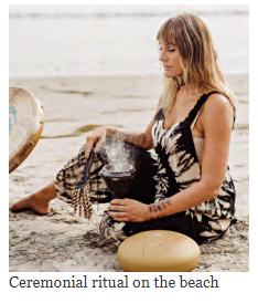 ceremonial ritual on the beach at The House of Light, Spiritual Center of Inner Healing, in Vista, CA