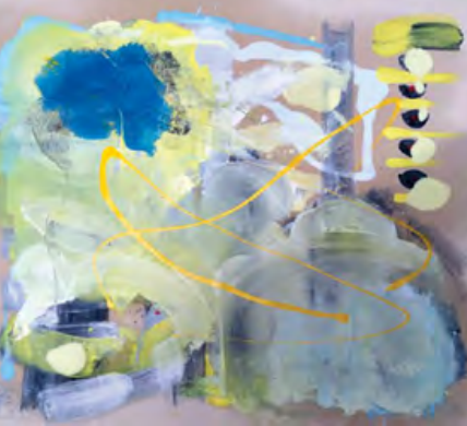 Summer Clouds (2016) Dimensions: 2’x2’ Media: Oil, enamel, raw canvas